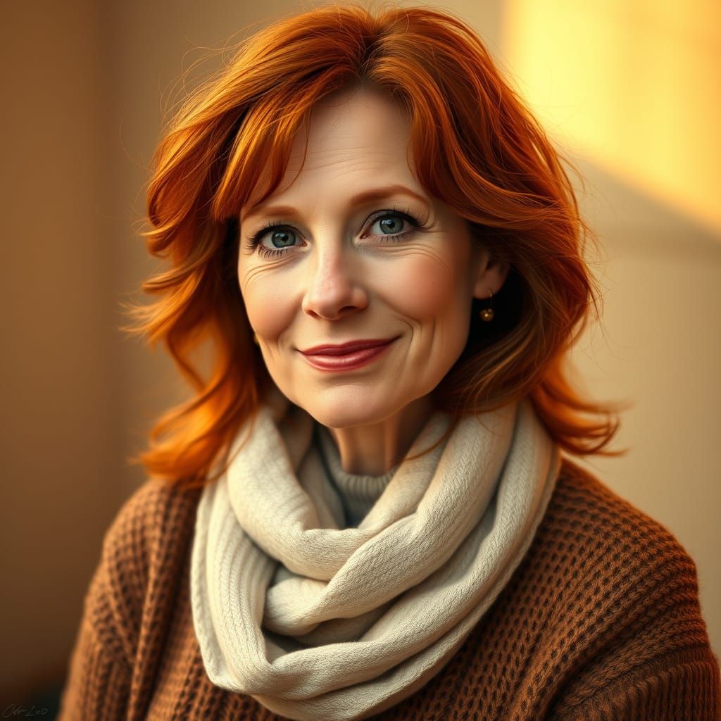 Ginger Haired Woman in Cozy Portrait
