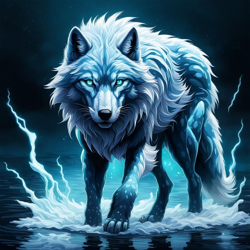 Electric blue wolf