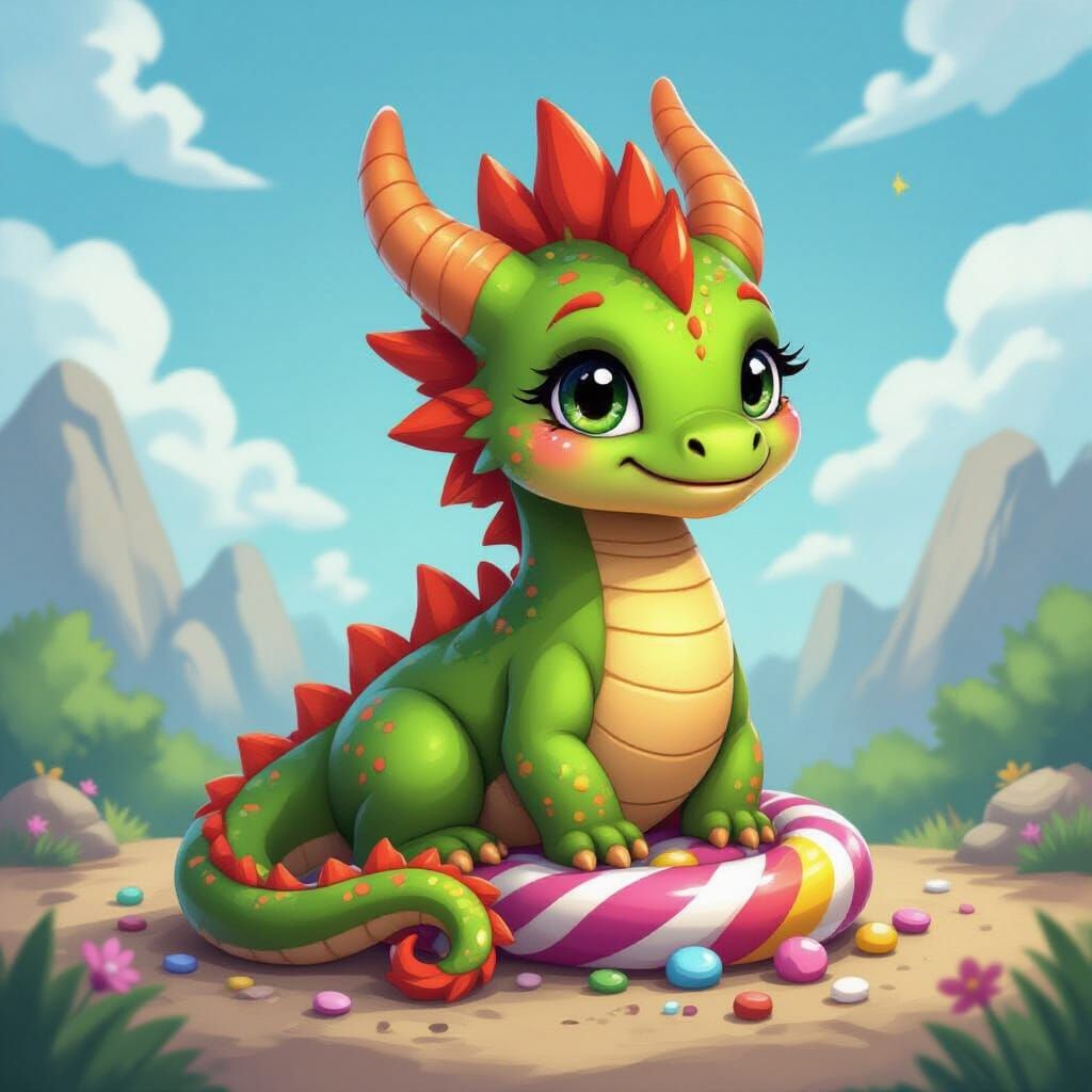 Whimsical Candy Dragon Art