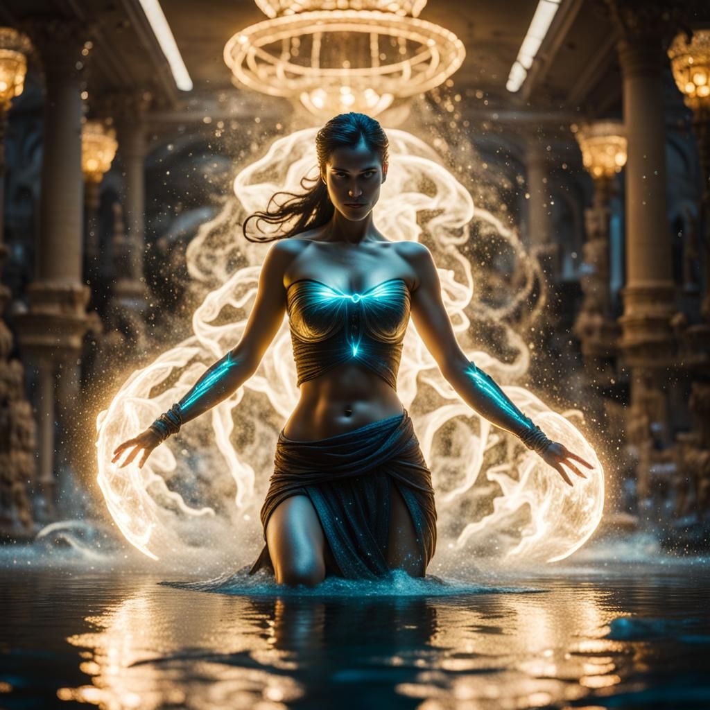 Luminous Glass Woman in Thunder Dragonbath