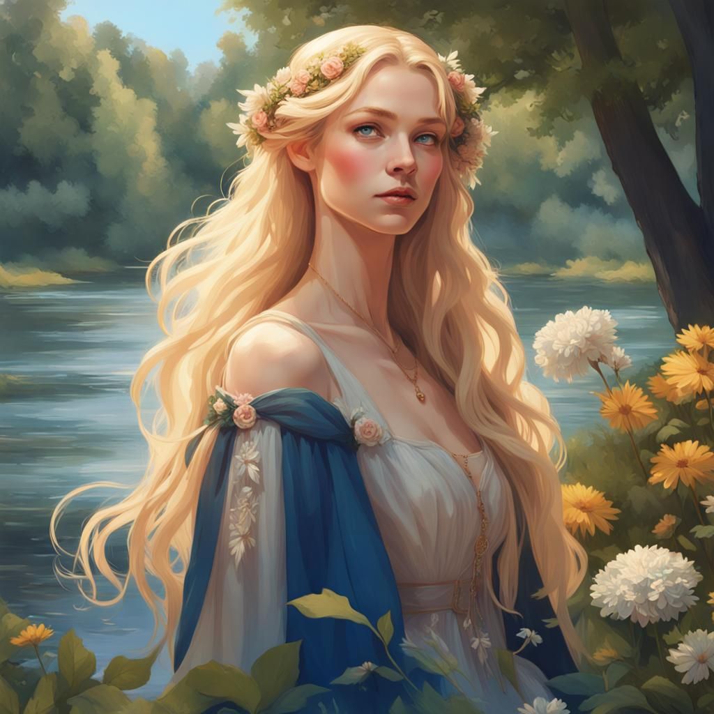 Cottagecore Faery Girl in Lush Woodland
