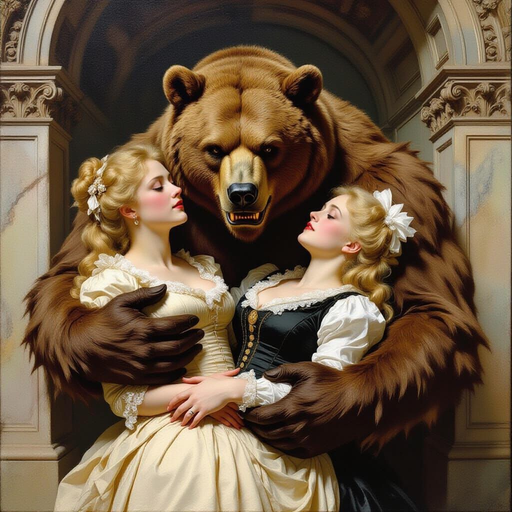 Victorian Monster Pieta as Oil Painting