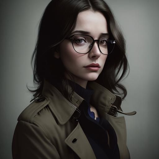 Film Noir Portrait of Brunette Reading