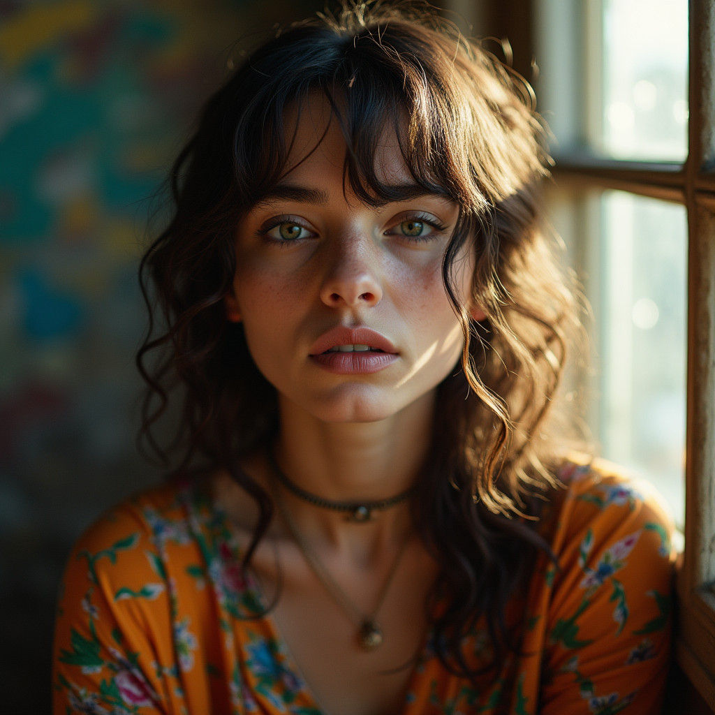 Y2K Fashion Portrait: Woman's Defiant Expression