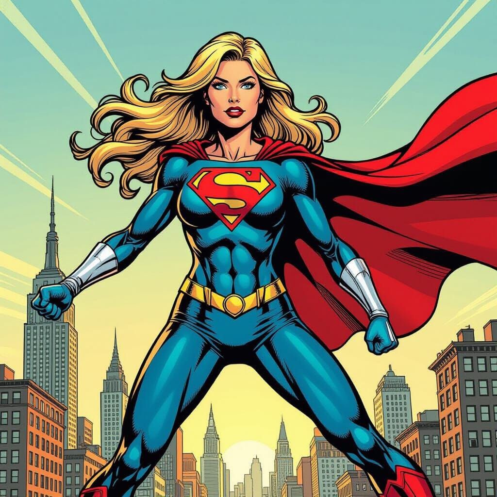 Heroic Spider-Woman in Stan Lee Comic Style