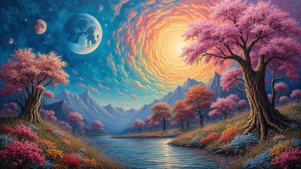 Utopian Dreamscape in Expressionist Impasto Style