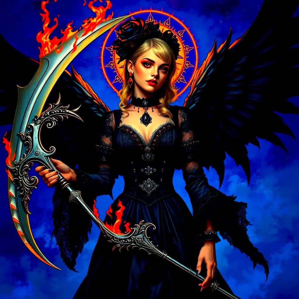 Gothic Angel with Scythe in Fantasy Art Style