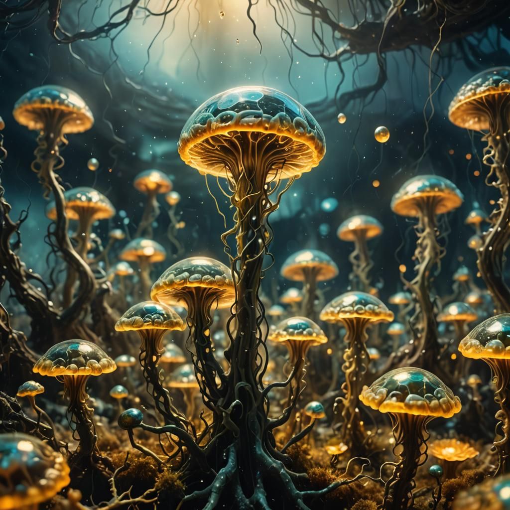 Surreal Biomorphic Brain in Abandoned Lab