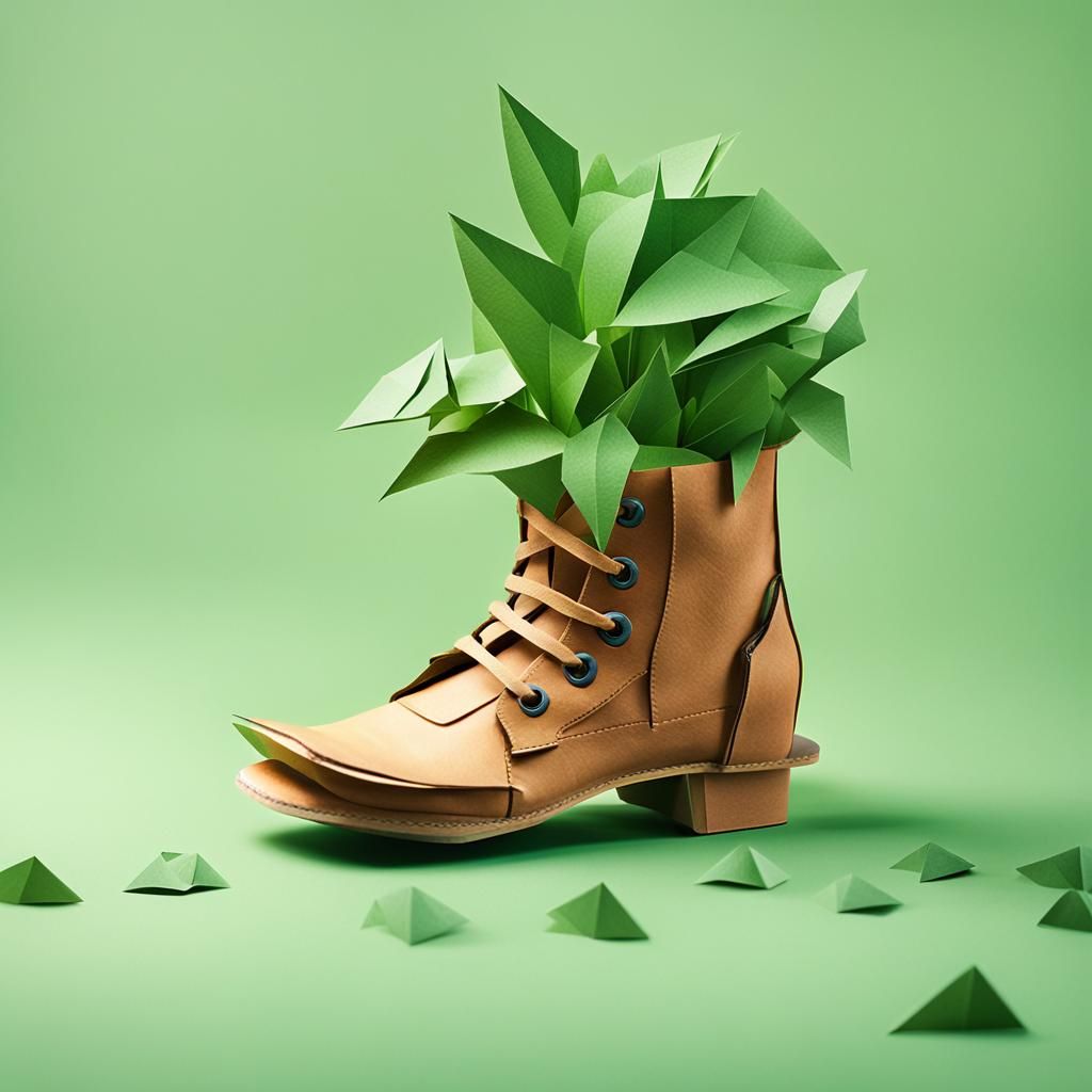 Origami Flower Boot: Papercraft Planter