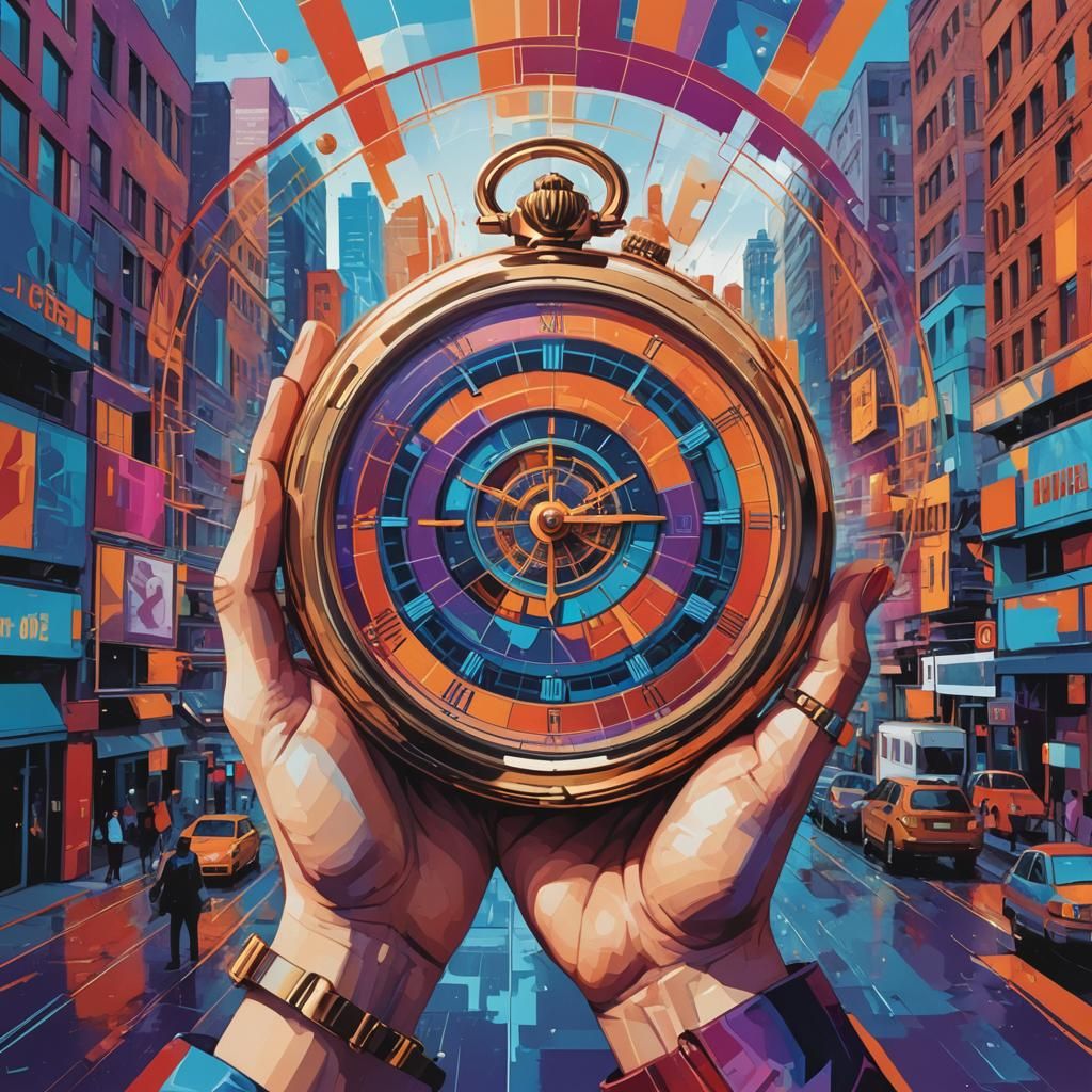Futuristic Time Device in Pop Art Style