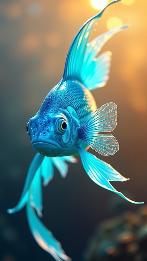 Dreamlike Oceanic Creature in Vibrant Turquoise and Blue