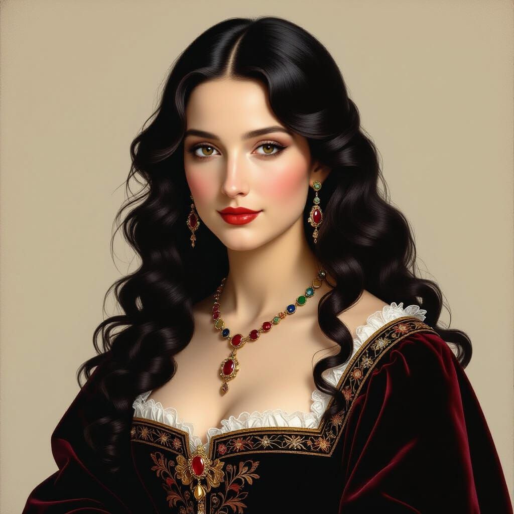 Mysterious Woman Portrait in Renaissance Style