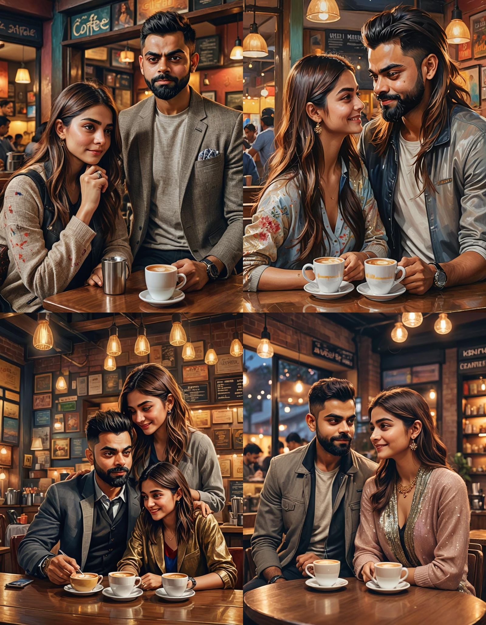 Romantic Moment in Coffee Shop: Hyperrealistic Digital Art