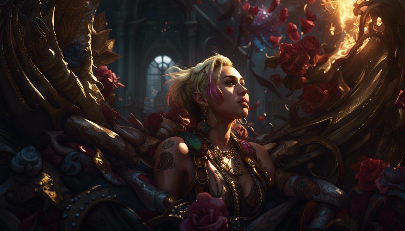 Miley Cyrus Dark Fantasy Portrait in 8K Resolution