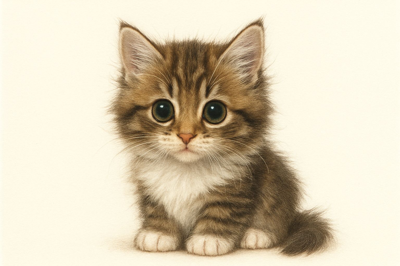 Japanese-Style Drawing of a Norwegian Forest Cat