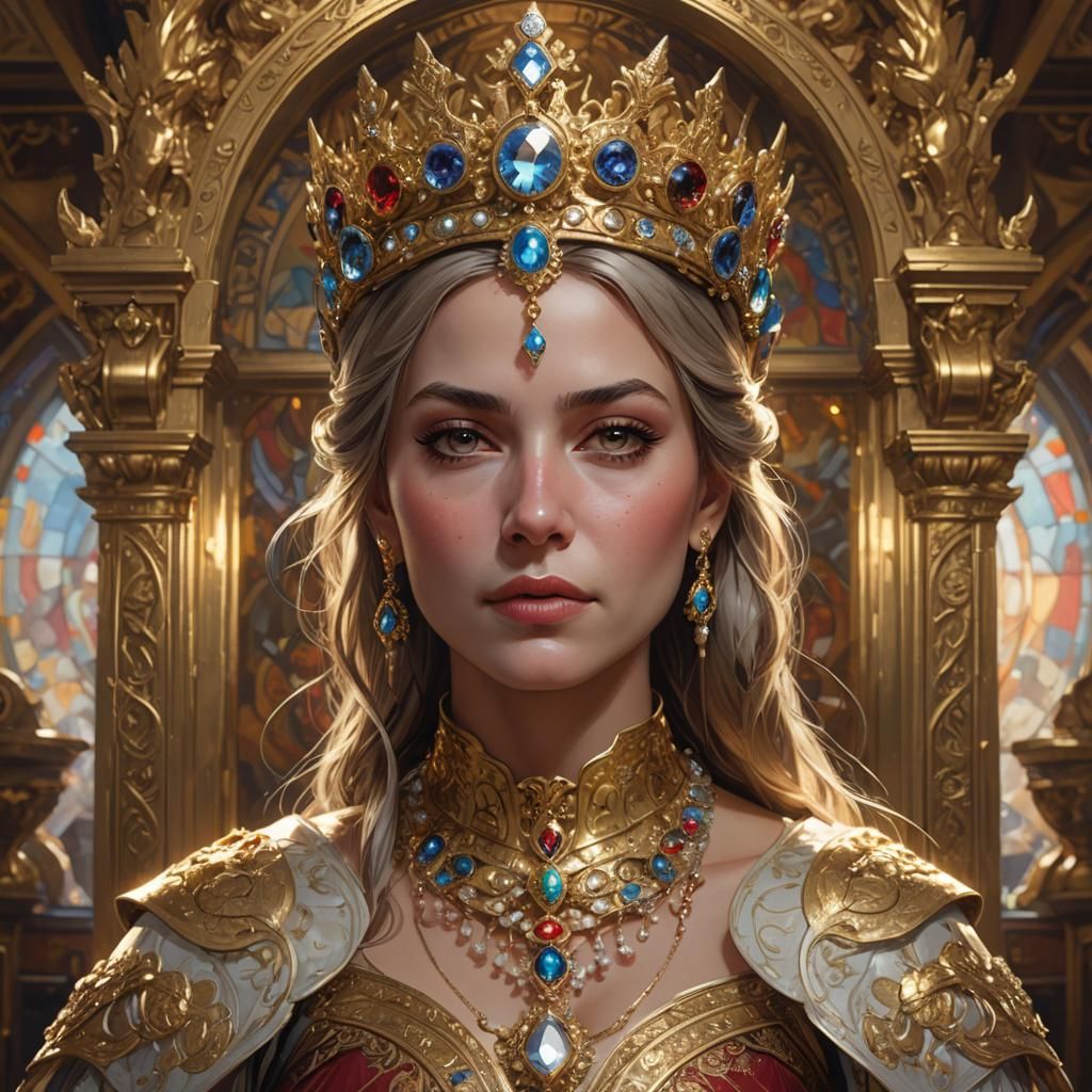 Queen in Elaborate Attire: Digital Art Portrait