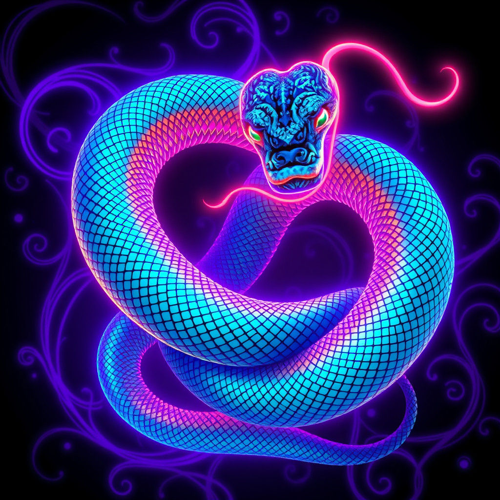 Neon Snake in Electric Colors
