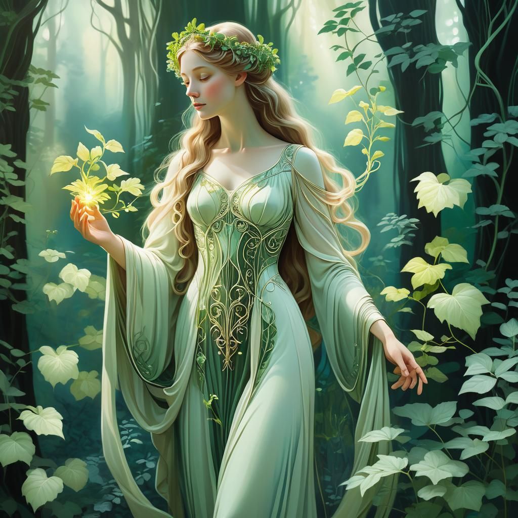 Goddess of Healing in Art Nouveau Style