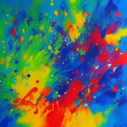 Abstract Paint Splatters with Complementary Colors