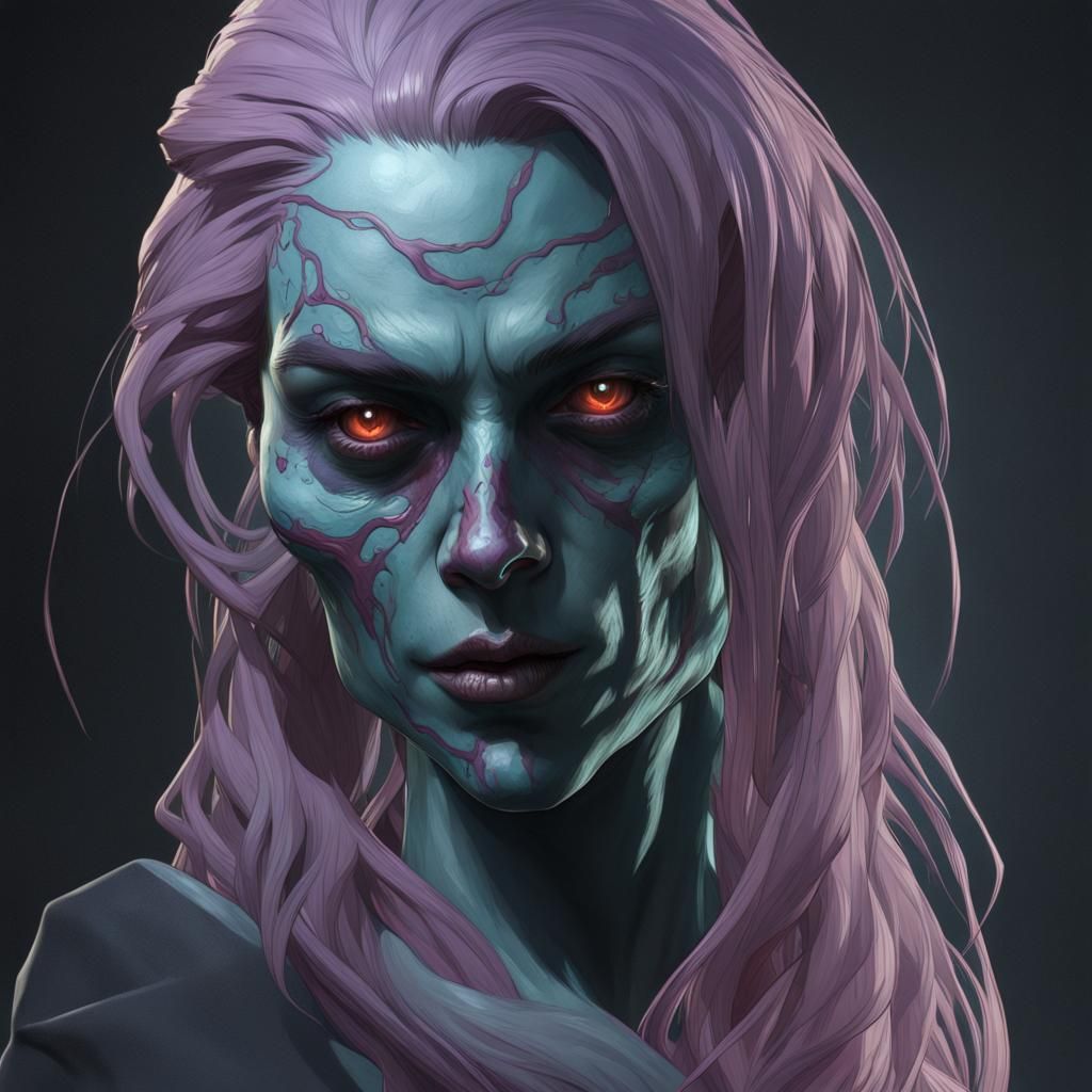 Detailed Ghoul Portrait in Hyperrealistic Style