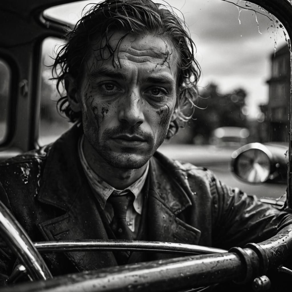 Hyperrealistic Car Portrait in Black and White