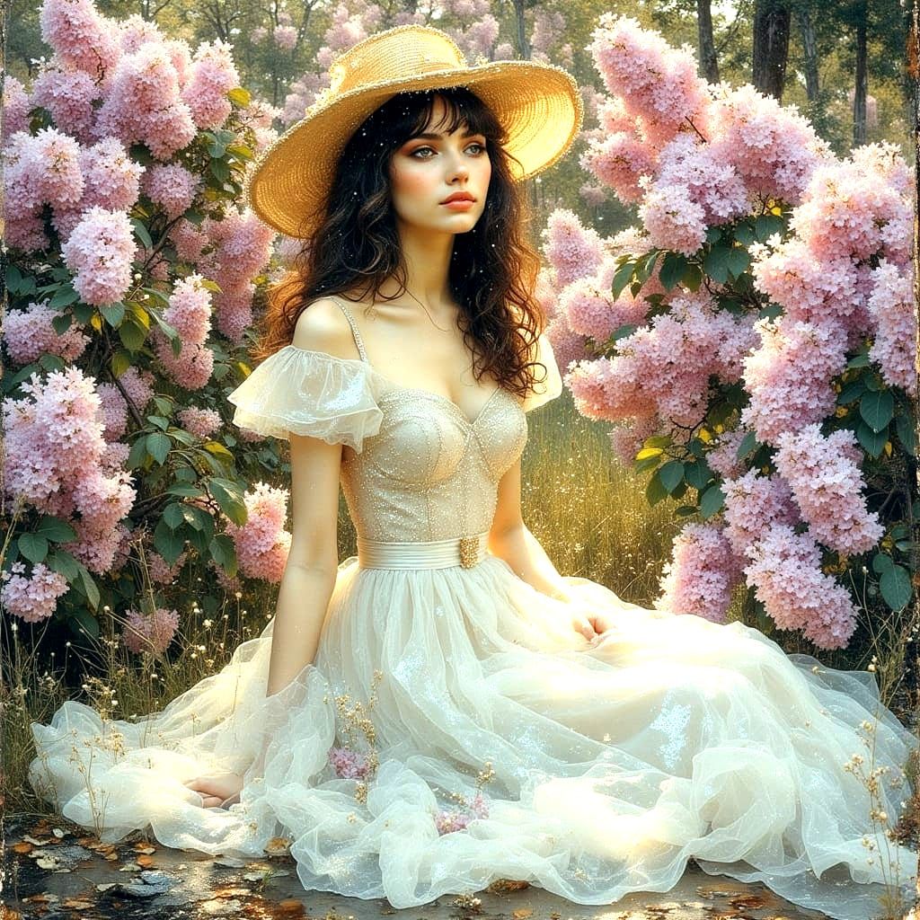 Lilac Woman in Vintage Film Style