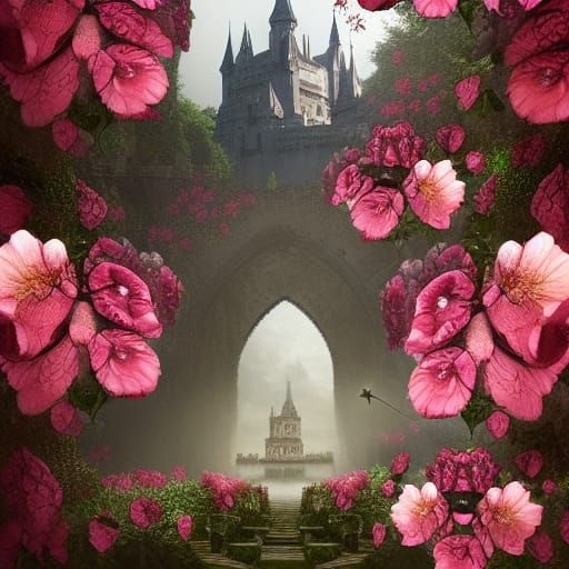 Wild Roses Surround Epic Castle