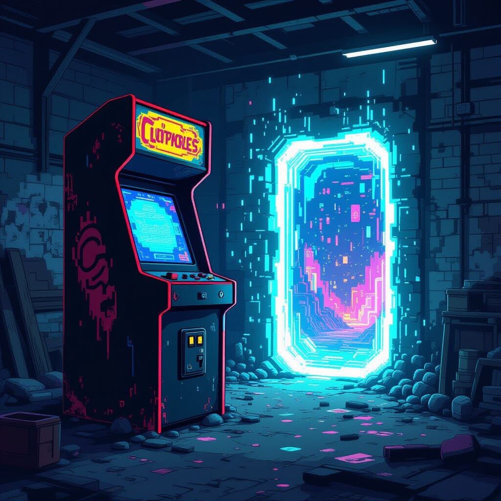 Retro Arcade Portal to Pixel Dimension