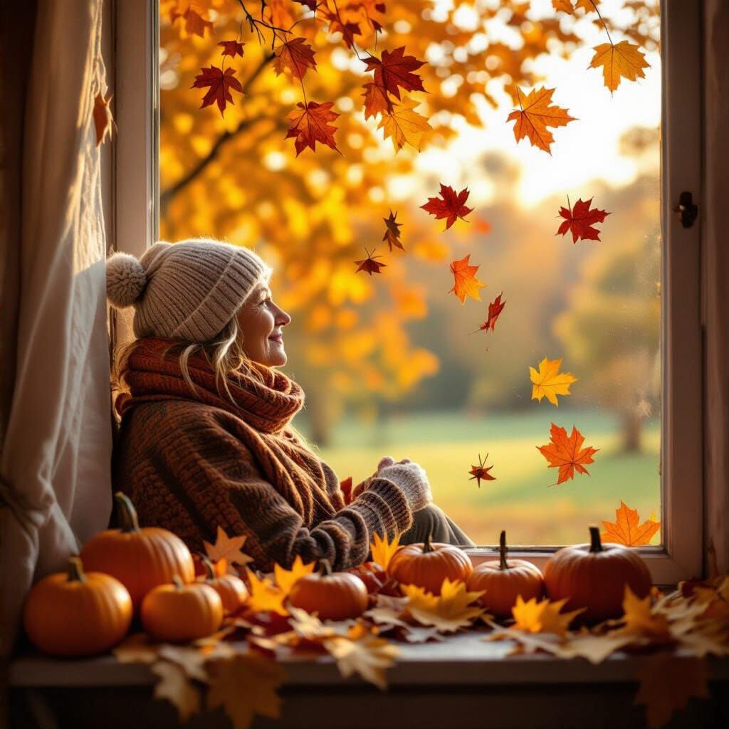 Ethereal Autumn Woman Embodies Fall Harvest