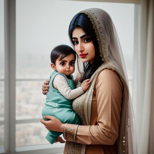 Pakistani Girl and Baby: Professional Portrait