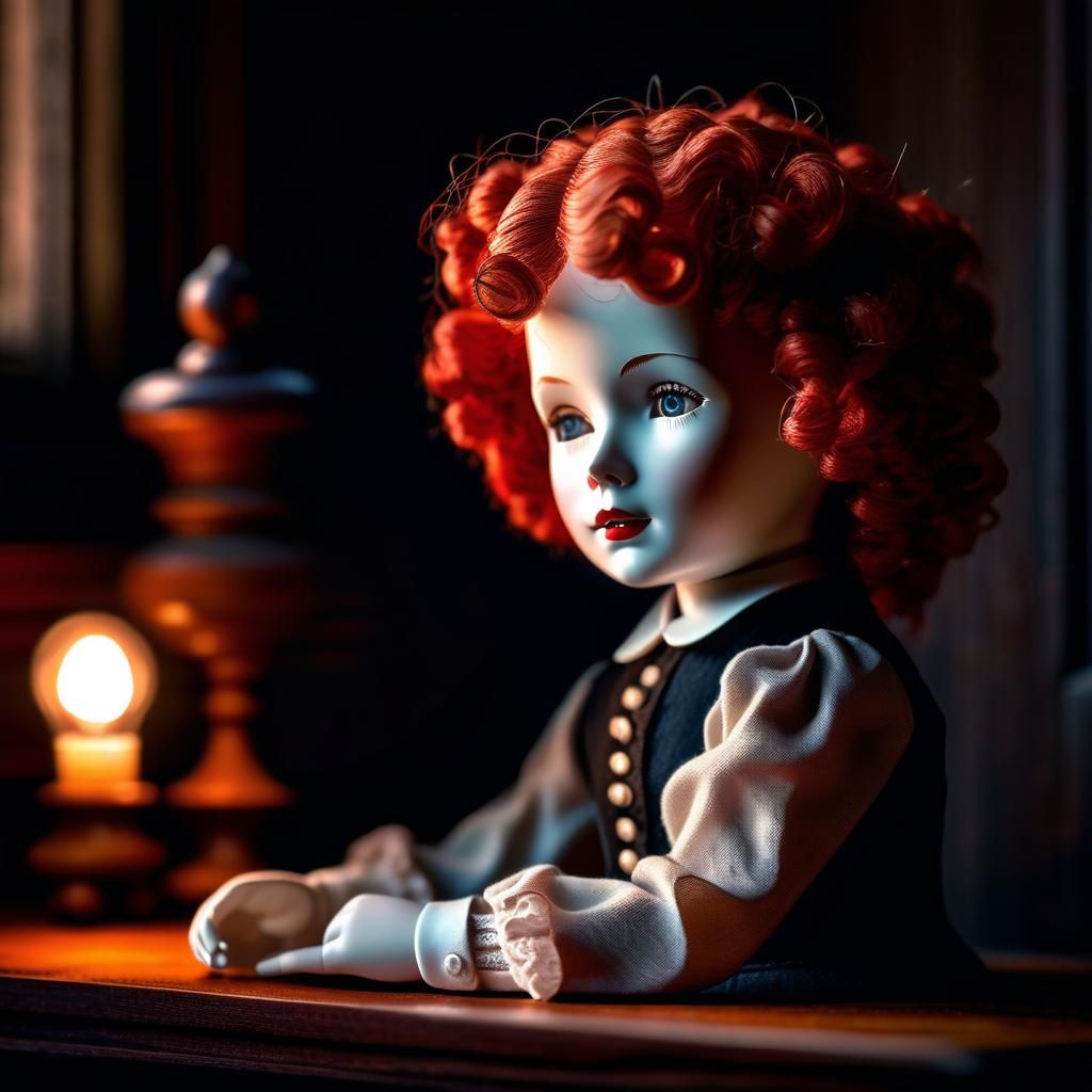 Creepy Porcelain Doll in Dark Academia Style