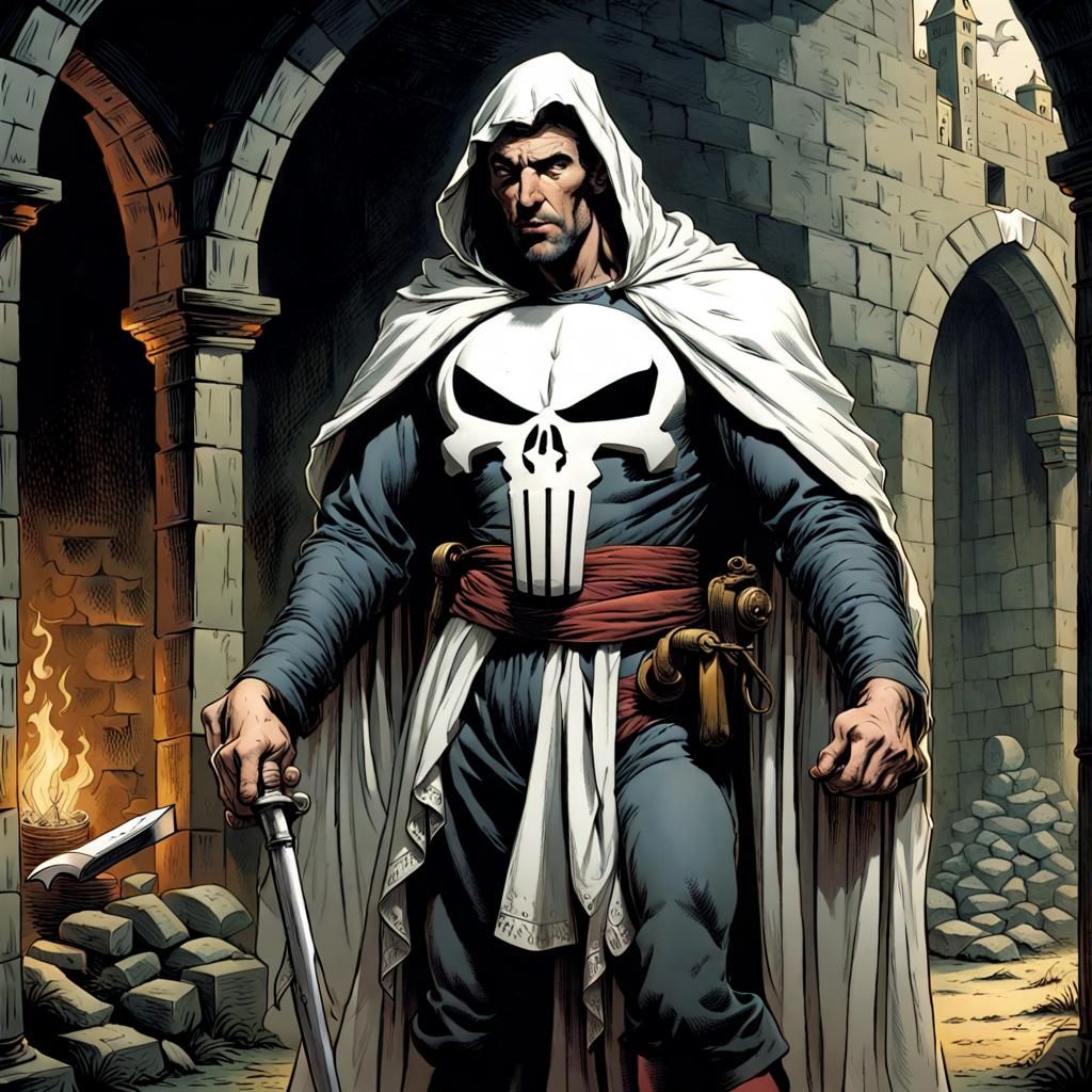 Medieval Punisher in Gothic Horror Style