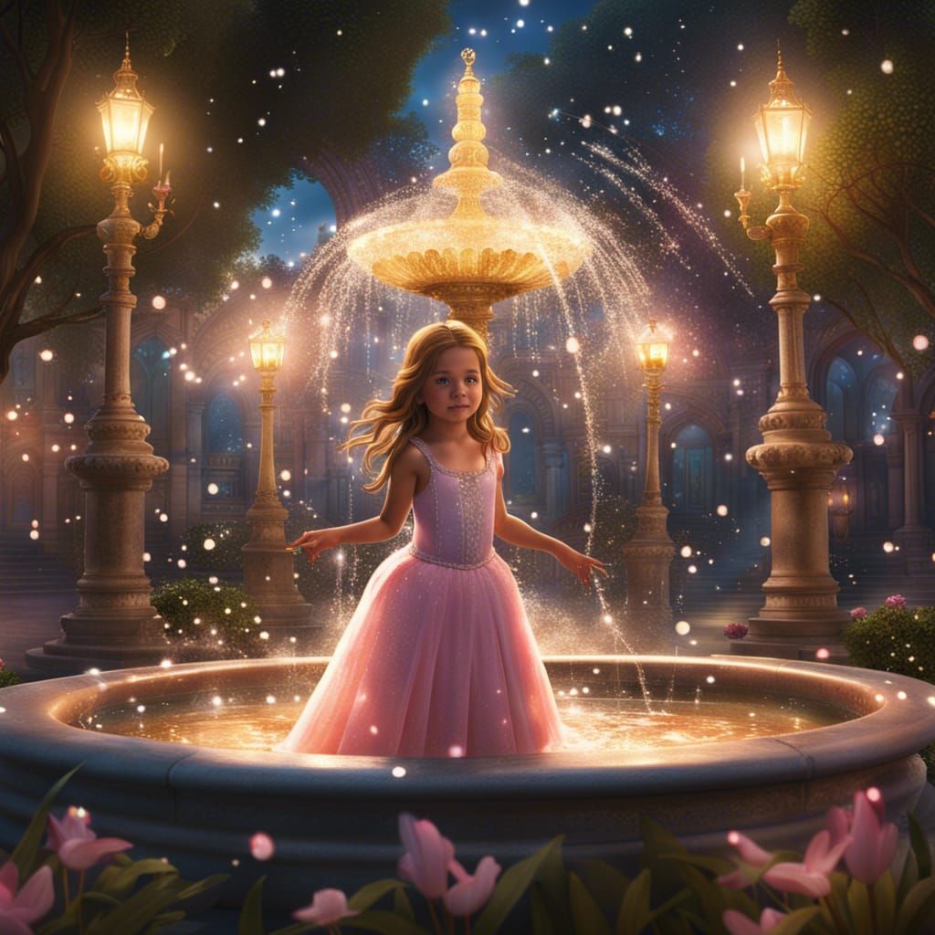 Glitter Princess in Magical Garden, Hyperdetailed Art