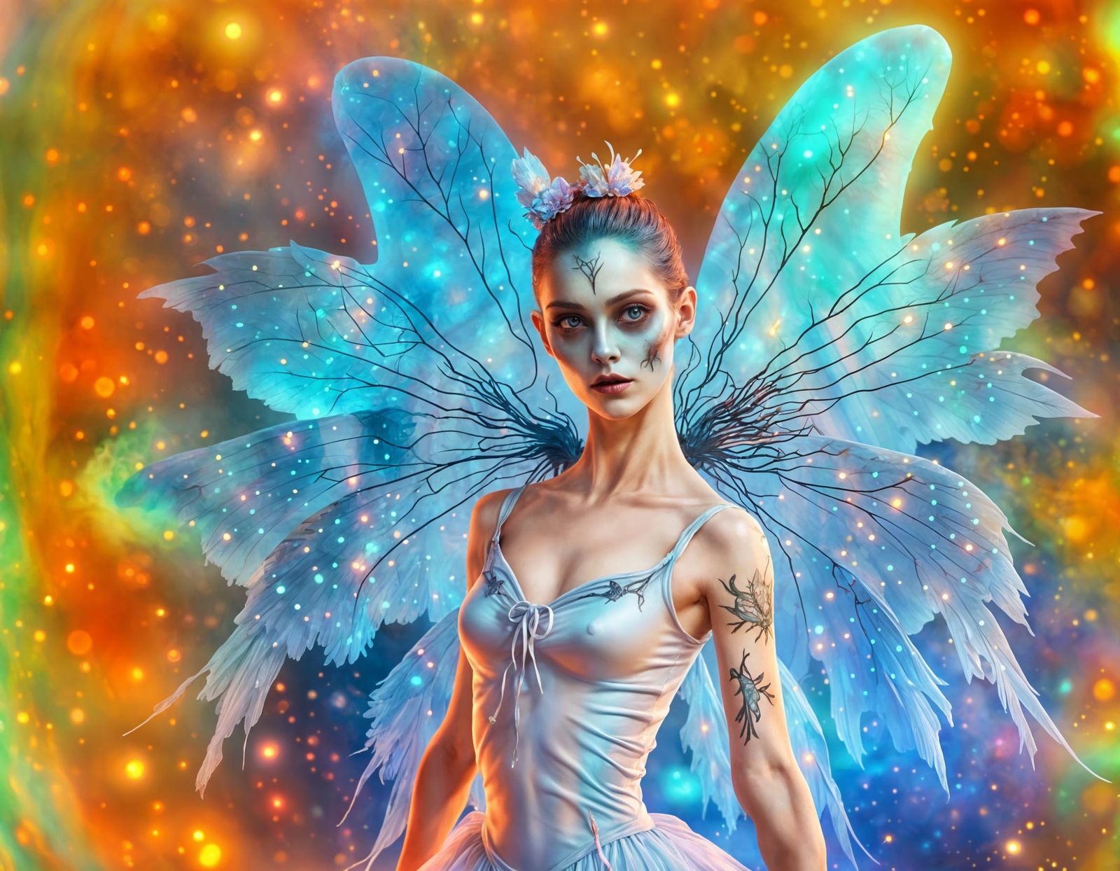 Zombie Ballerina Fairy with Holographic Wings
