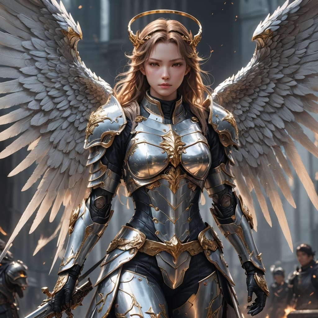 Angel Woman in Legendary Armor: 3D Anime Art
