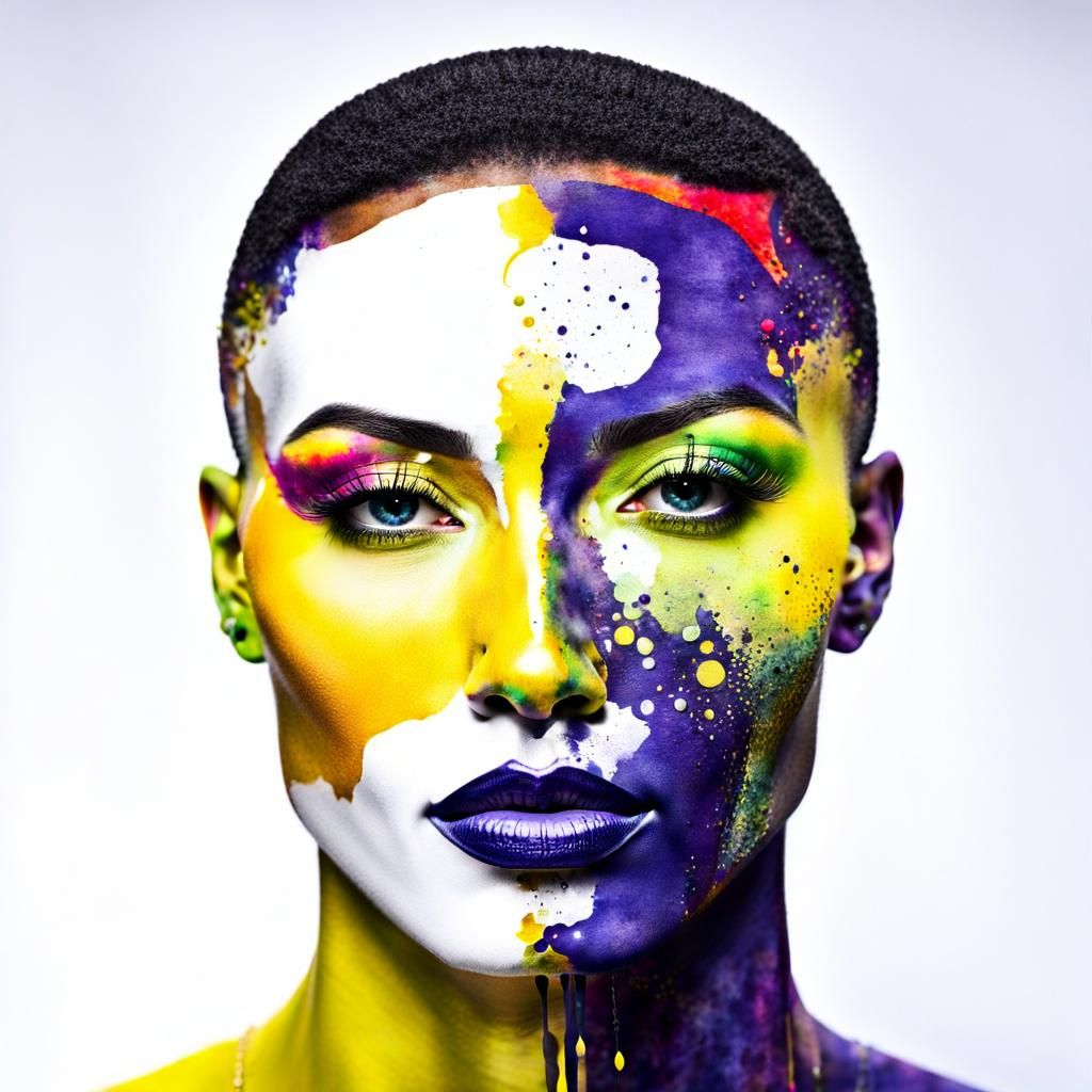 Abstract Watercolor Design with Acid Wash Effect