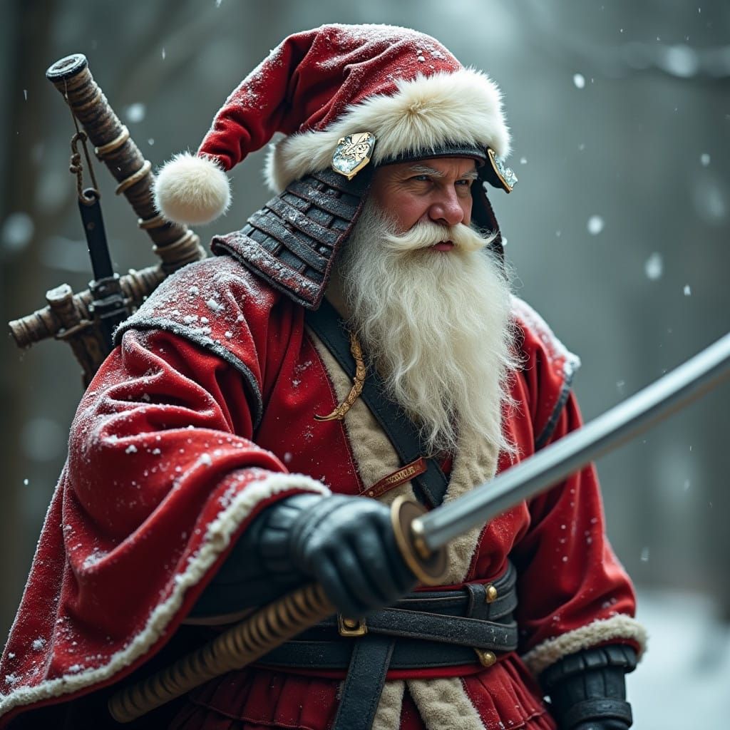 Samurai Santa in Traditional Armor
