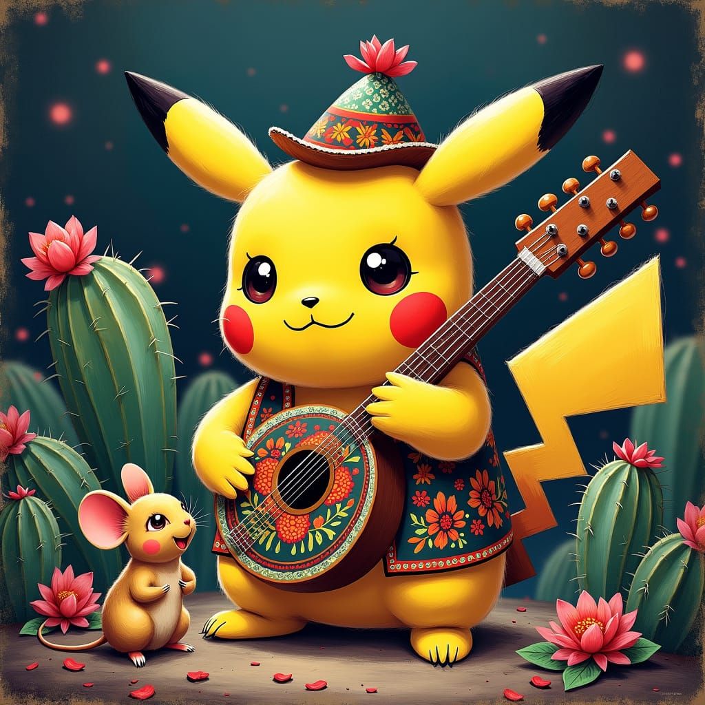 Pikachu's Fractal Serenade: A Manga-Inspired Anime Scene