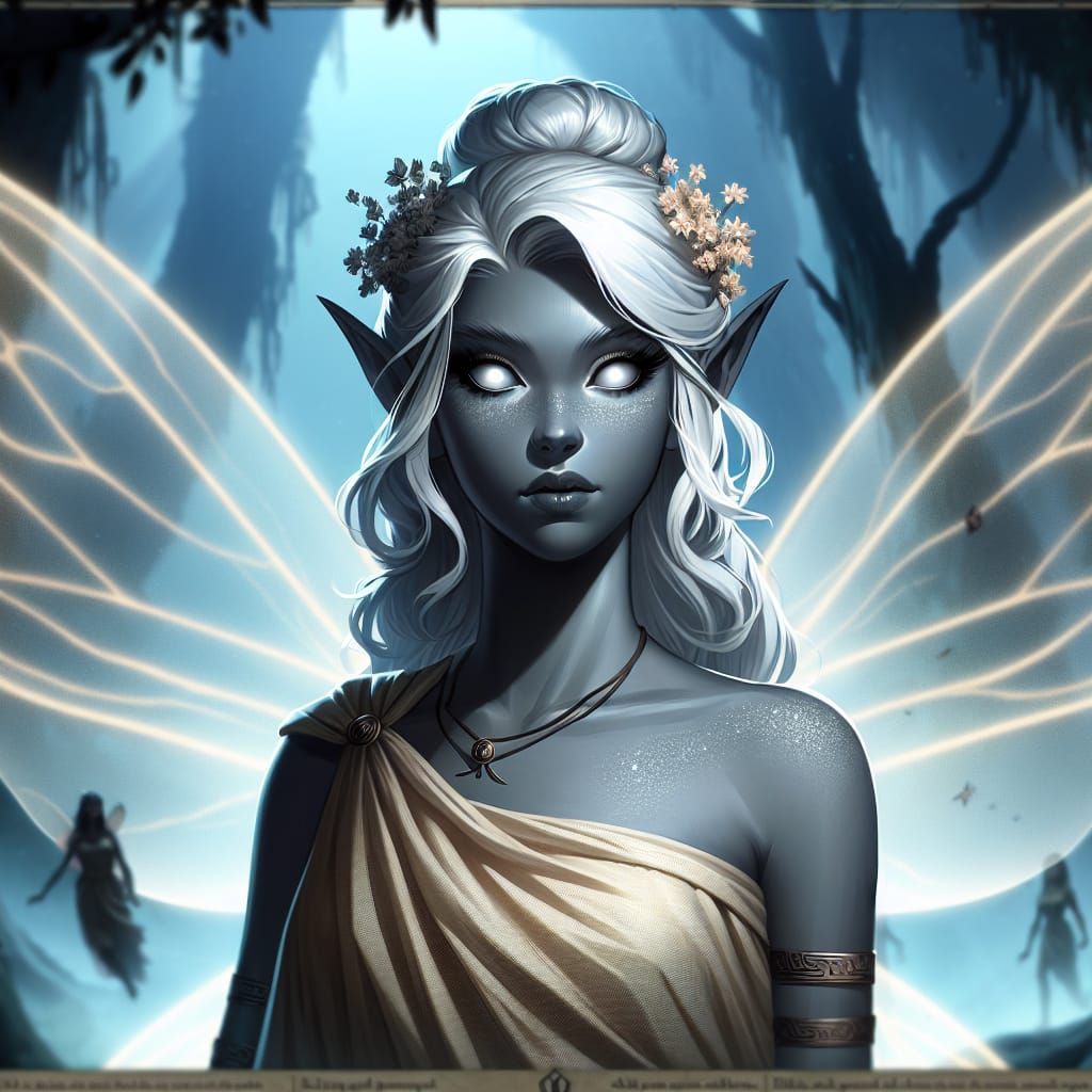 D&D Fairy in Grecian Style, Moonlit Forest