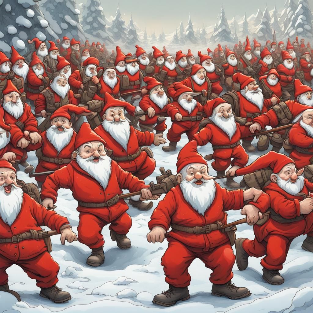 Dwarfs Versus Snowmen Army: Fantasy Concept Art