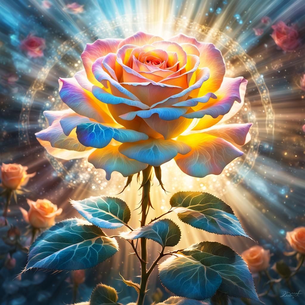 Ethereal Rose in a Heavenly Glow