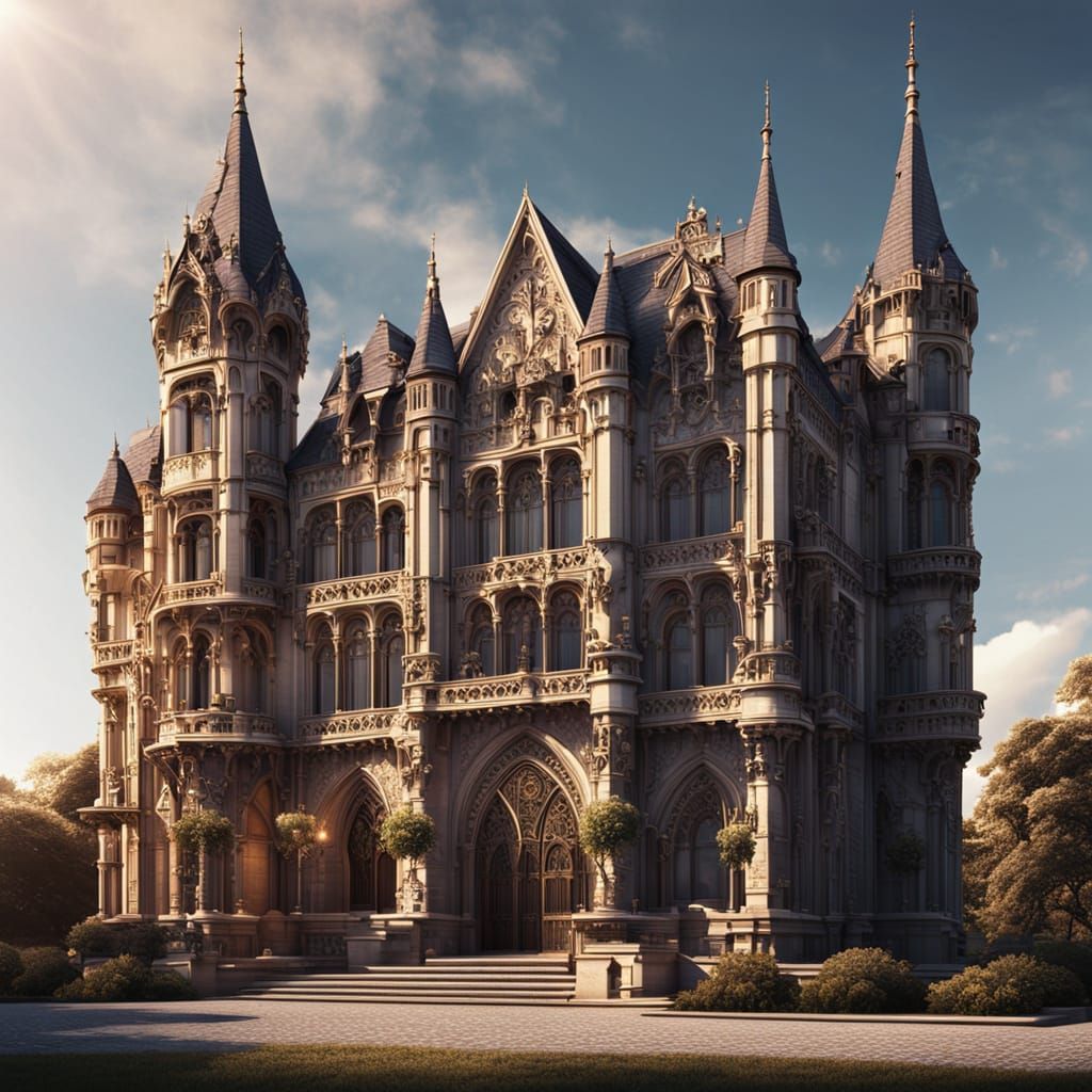 Neo-Gothic Castle with Art Nouveau Details