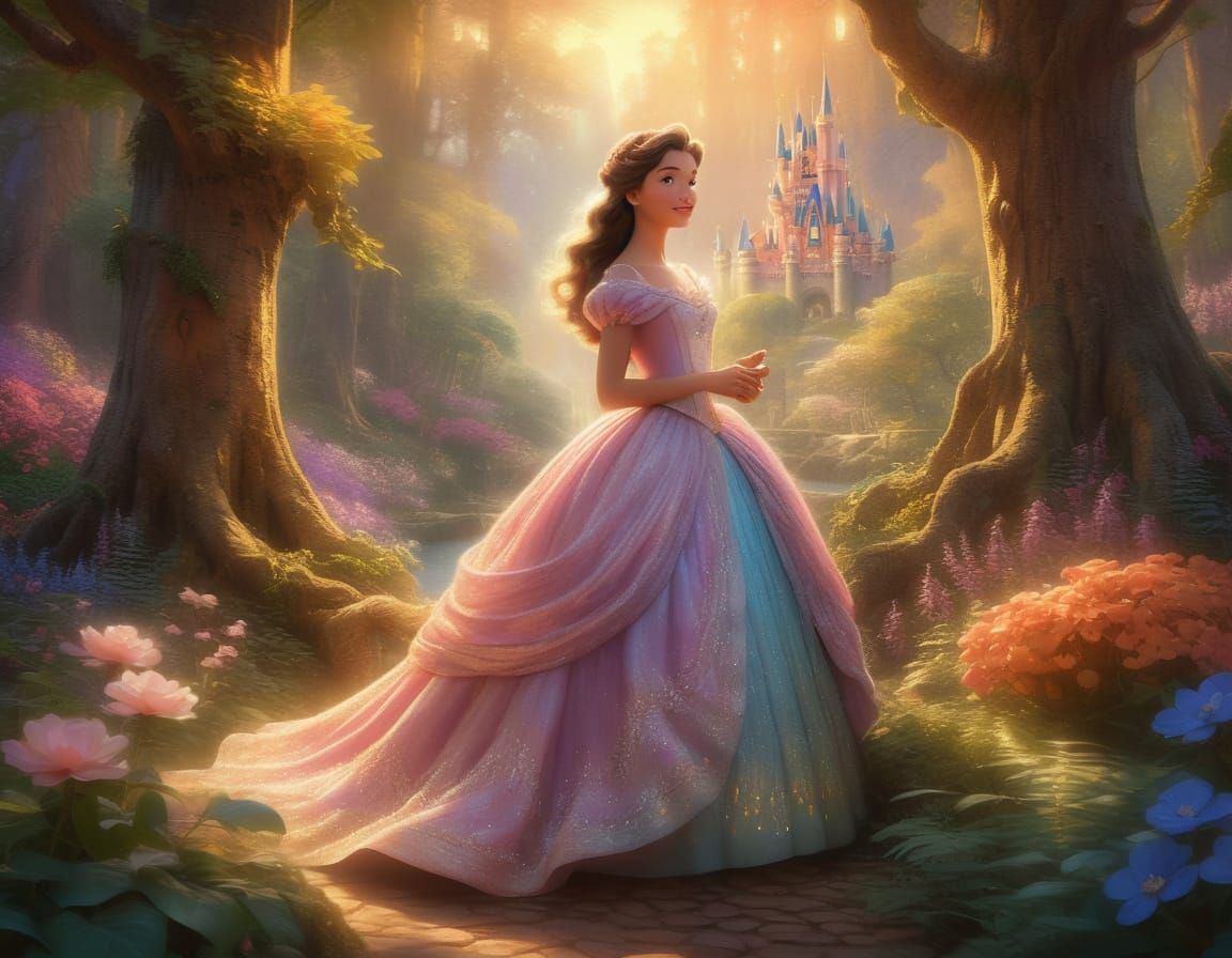 Whimsical Disney Fantasy Art in the Style of Thomas Kinkade