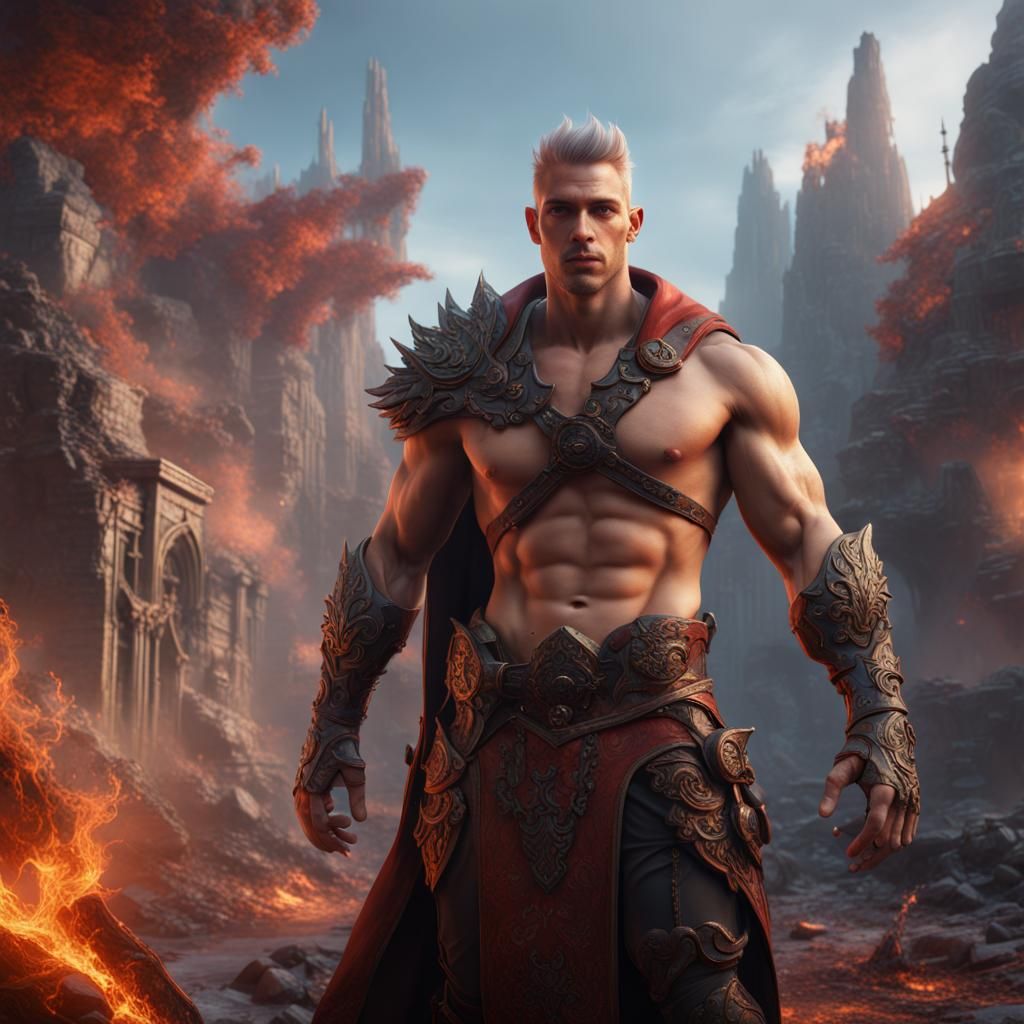 Detailed Matte Painting of a Handsome Man