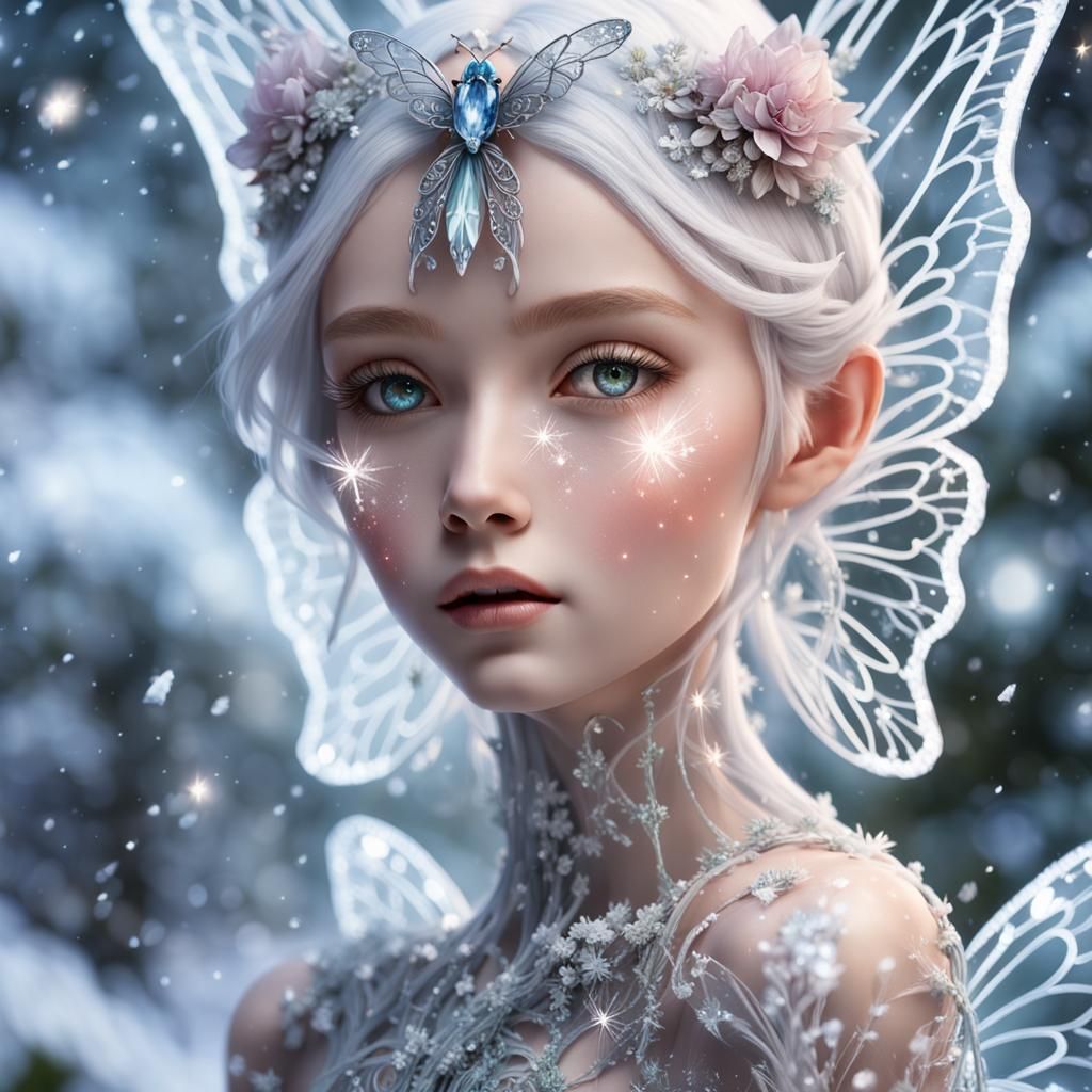 Crystal Fairy with Butterfly Wings, Digital Art