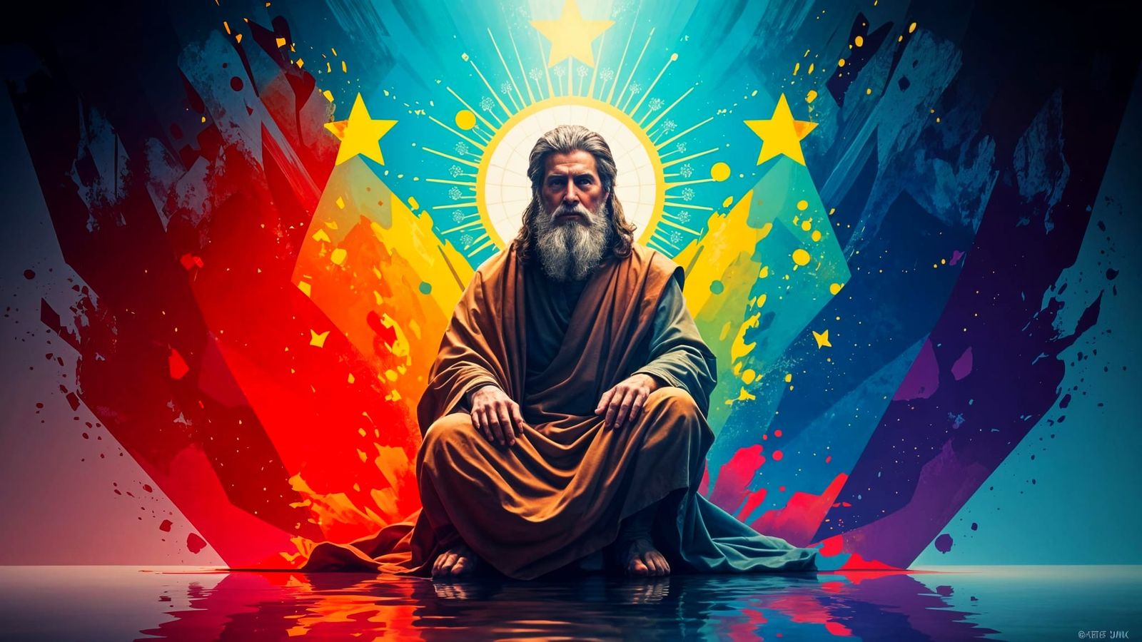 Surreal Portrait of David in Triadic Colors