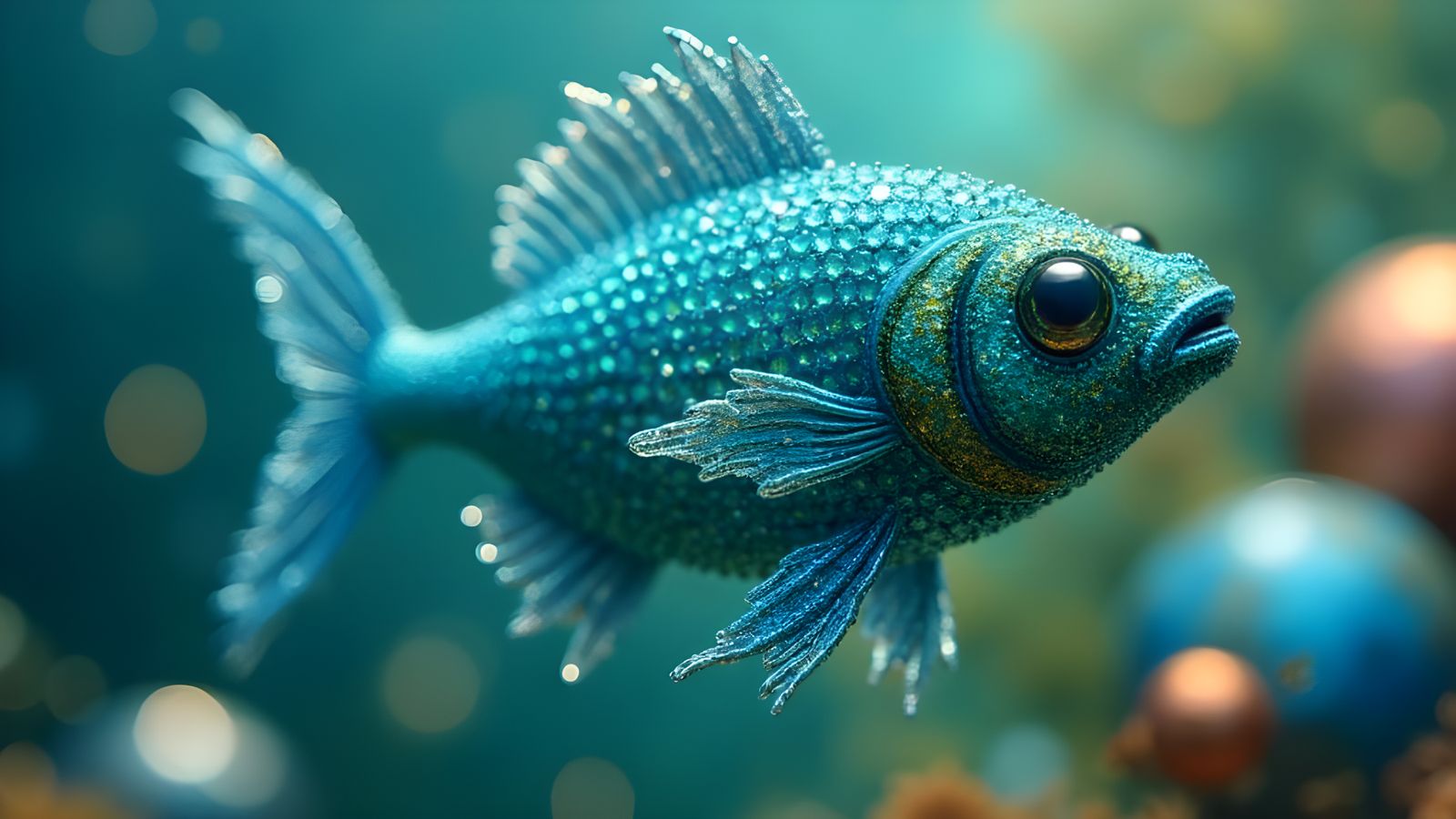 Surreal Crystal Bead Fish Underwater