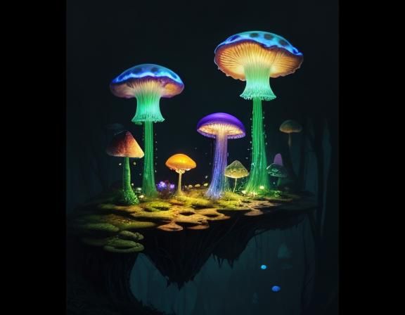 Jellyfish in Toadstool Forest: Beatrix Potter Style