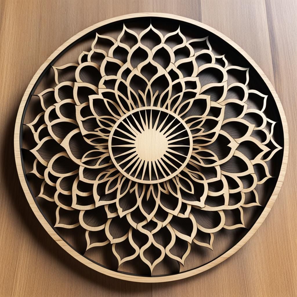 Laser Cut Wood Mandala with Shou Sugi Ban Finish