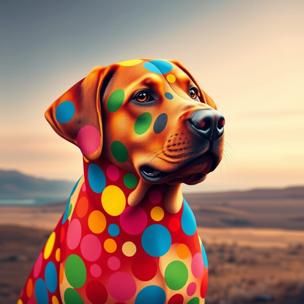 Vibrant Patchwork Labrador in Kaleidoscopic Colors